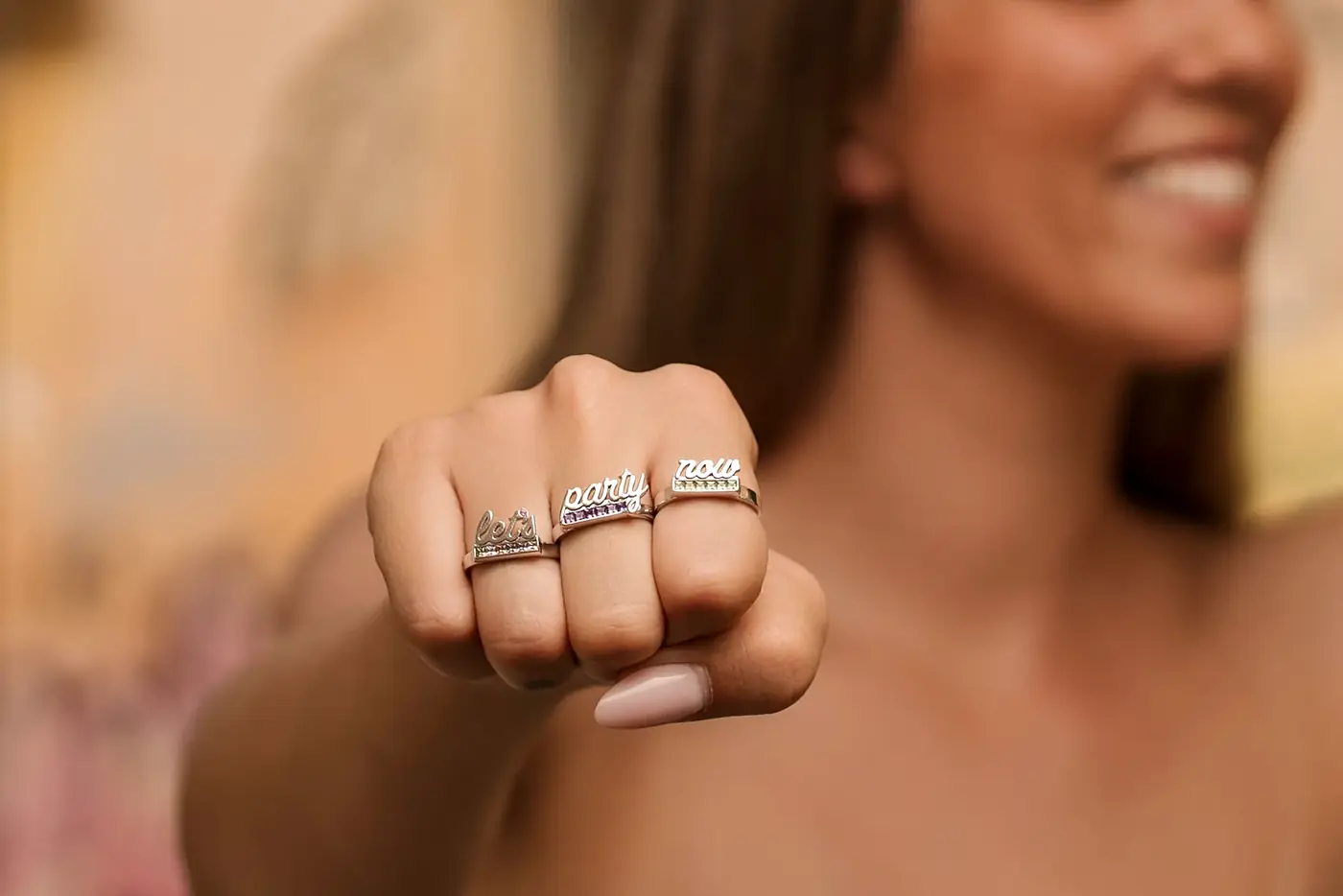 Ring worn on hand — Greek stone wall